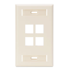 Leviton 42080-4TS QuickPort Wall Plate with ID Windows 4-Port Light Almond