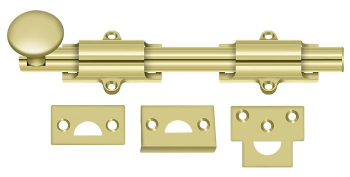 DELTANA Deltana 8SB3 Surface Bolt Heavy Duty 8 Inches Bright Brass