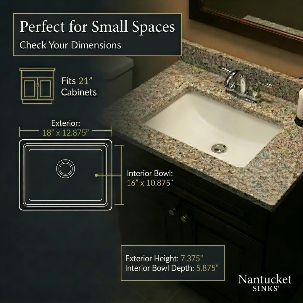 NANTUCKET SINKS Nantucket Sinks UM-16X11-W Undermount Bathroom Sink 16x11