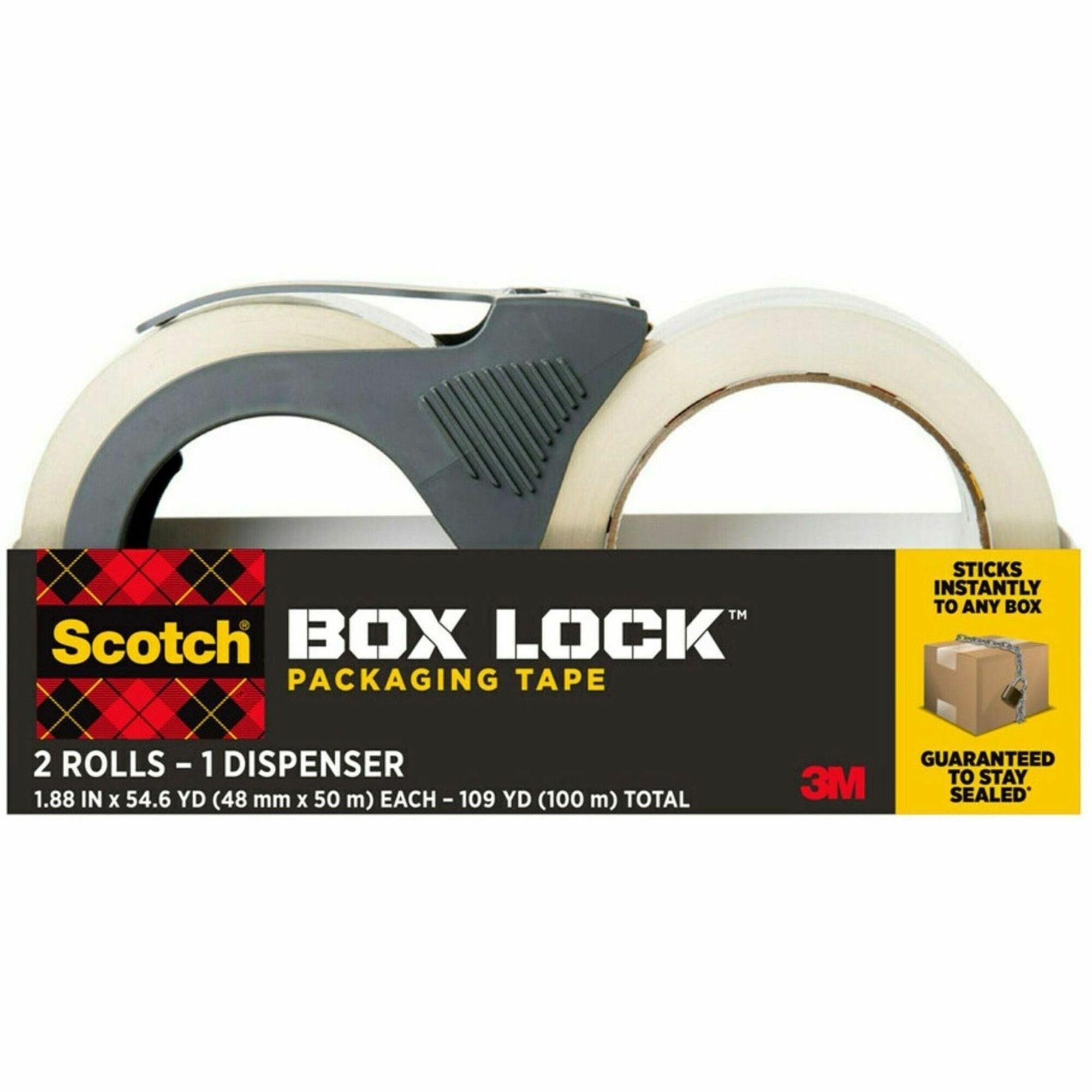 3M 3M MMM395021RD Shipping Tape with Box Lock Dispenser 1.88 in x 55 yd 2/Pack