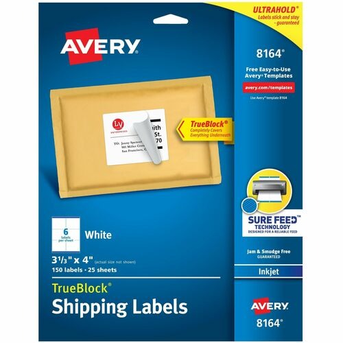AVERY Avery AVE8164 Inkjet Shipping Labels 3.33x4 in 150 Pack