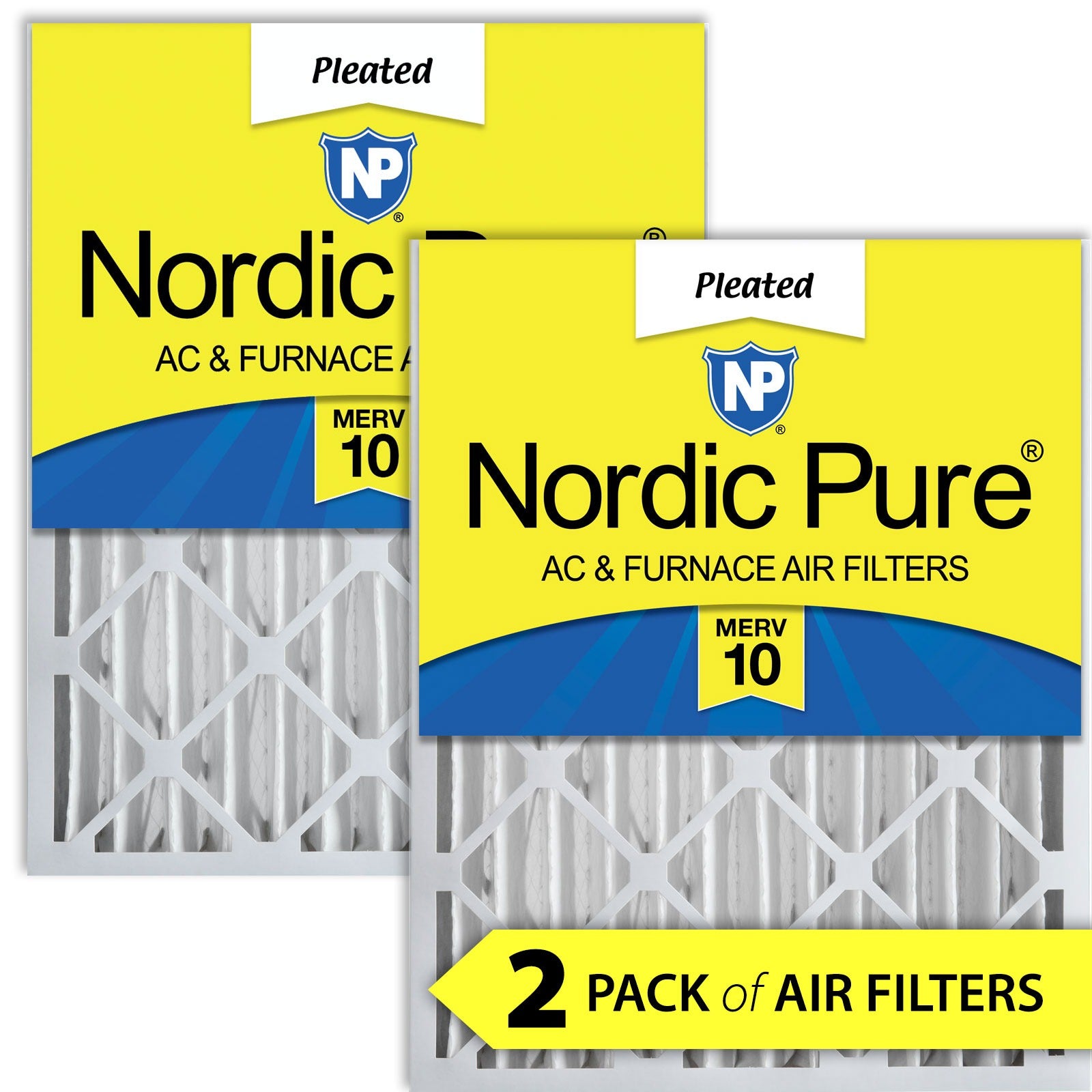NORDIC PURE Nordic Pure 14x14x4M10-2 Pleated Air Filter Merv 10 2 Pack