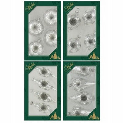 GERSON Gerson CBK730042A Glass Ball Ornament Set 4 Piece