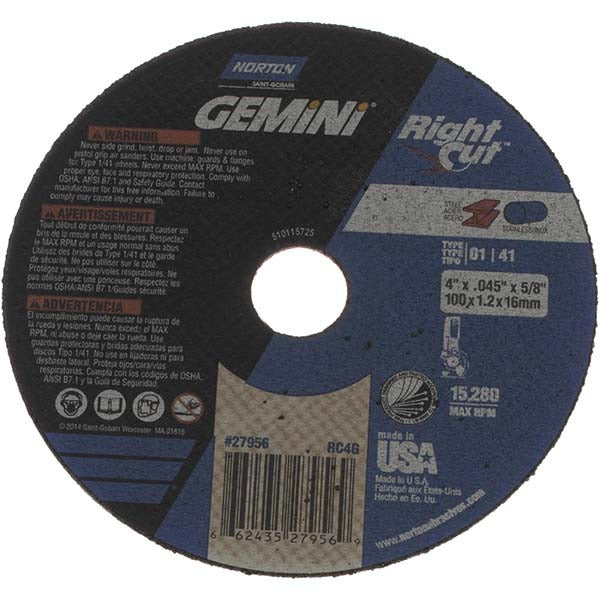 NORTON Norton 66243527956 Cutoff Wheel 4 in Aluminum Oxide