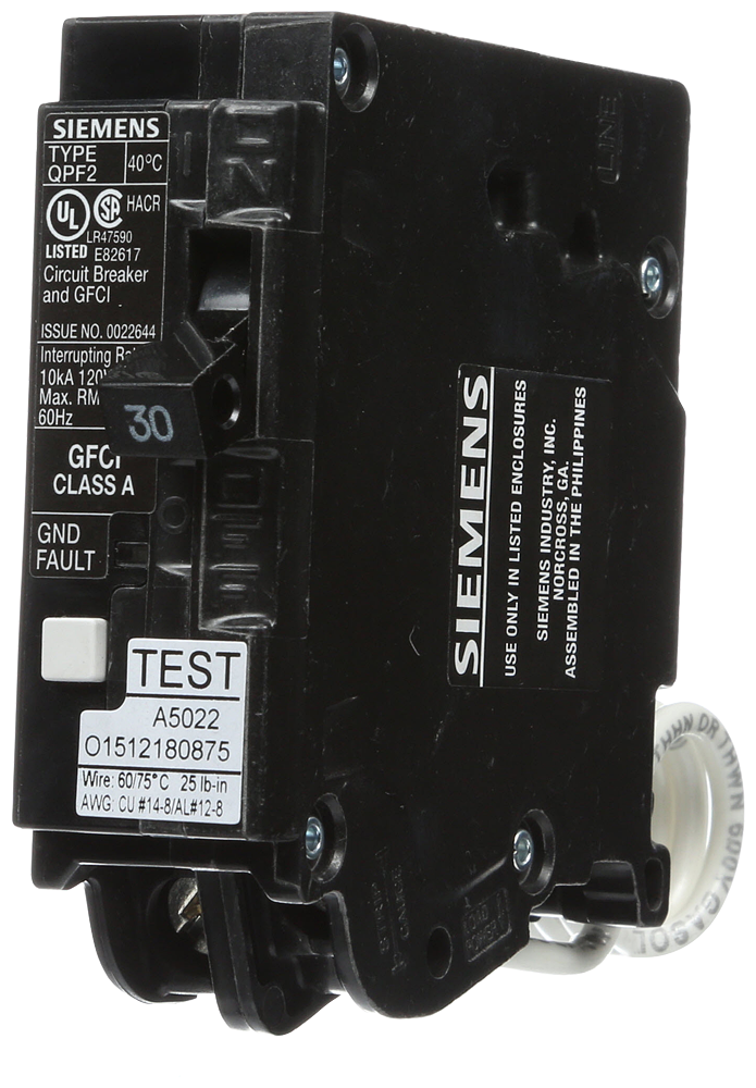 Siemens QF130A Ground Fault Circuit Breaker 120V 30A 10 kA Interrupt