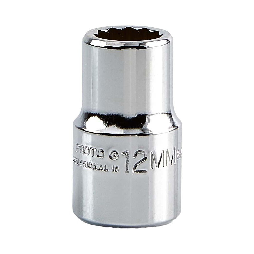 PROTO Proto J5412M 12mm 1/2 Drive 12-point Chrome Hand Socket