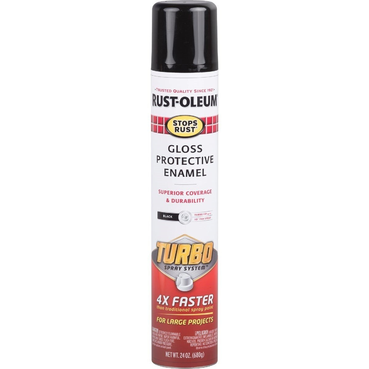 RUST-OLEUM RUST-OLEUM 334128 Stops Rust Gloss Black Turbo Spray Paint 24 oz