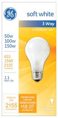 GE G E Lighting 97494 3-way Soft White A21 Bulb 50/100/150W