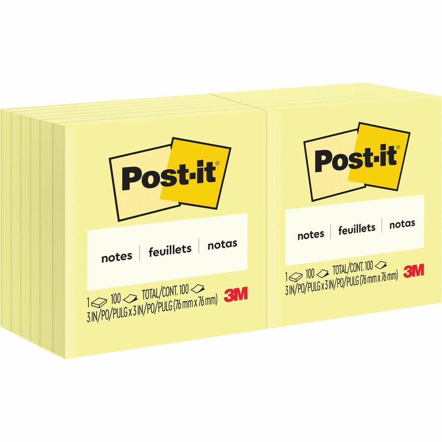 3M 3M MMM654YW Notes Post-it 3 in x 3 in (12 pad pack)
