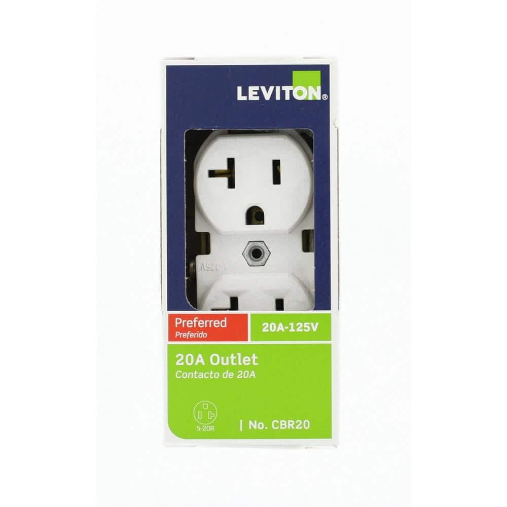 LEVITON Leviton R62-CBR20-00W Commercial Grade Duplex Outlet 20A (1-Pack) CBR20-W