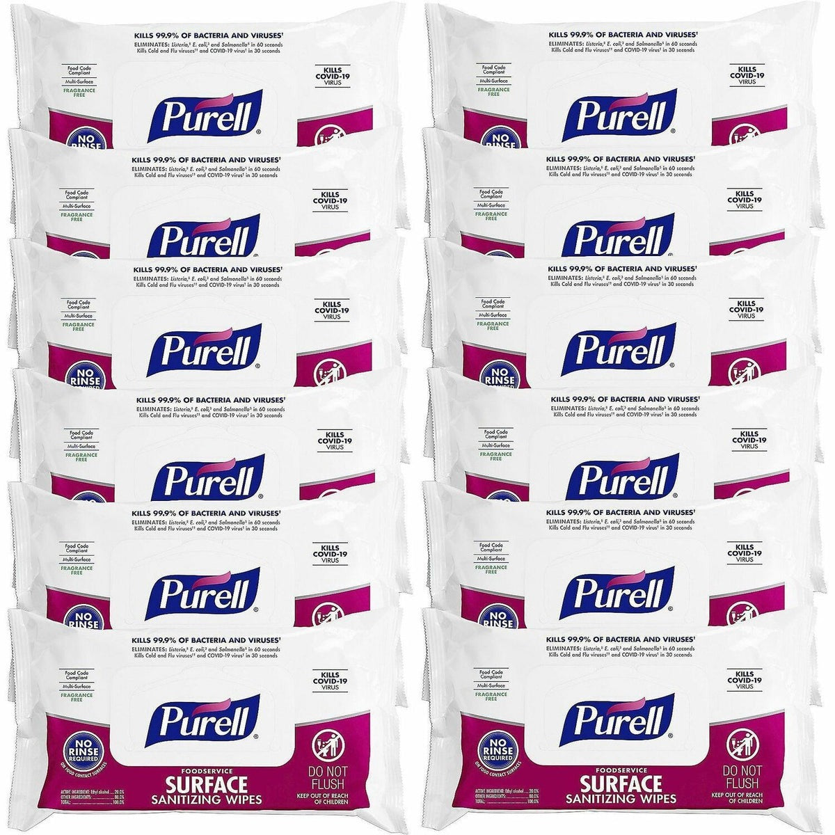 GOJO Gojo GOJ937112CT Purell Foodservice Surface Sanitizing Wipes 72-Pack CT