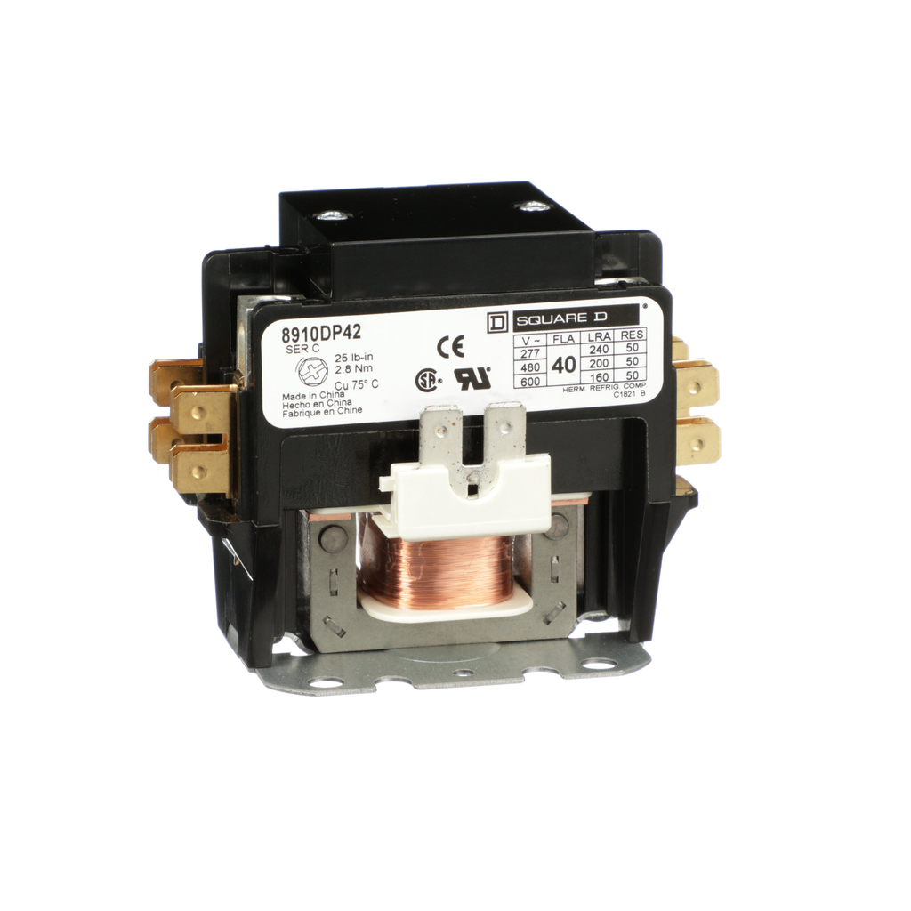 Square D 8910DP42V14 Definite Purpose Contactor 24VAC 40A 2Pole Replacement DP2040A1002