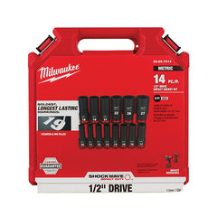 Milwaukee Tool 49-66-7014 SHOCKWAVE Impact Duty 1/2 Drive Metric Deep 14 Piece Socket Set