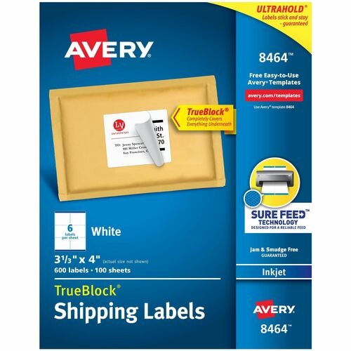 AVERY Avery AVE8464 Inkjet Shipping Labels 3-1/3x4 in Box 600