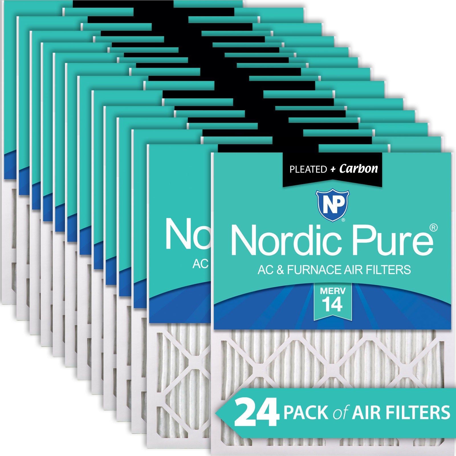 NORDIC PURE Nordic Pure 20x20x1M14+C-24 Merv 14 Carbon Air Filter 24pk