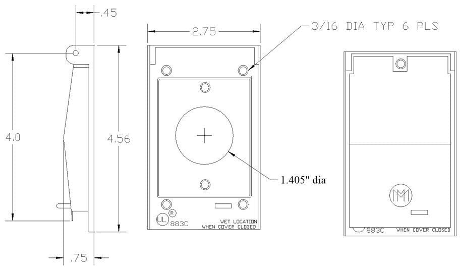 MULBERRY METAL PRODUCTS Mulberry Metal Products 30526 Self-Closing Cover 1-Gang (FS Mount)