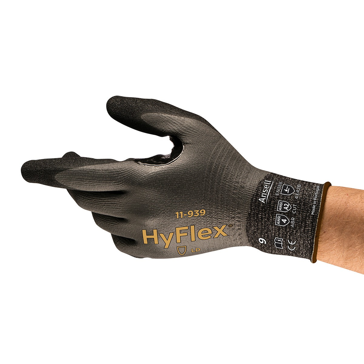 ANSELL Ansell 11939100 HyFlex Dyneema Diamond Cut Resistant Foam Nitrile Full Dip Gloves Size 10