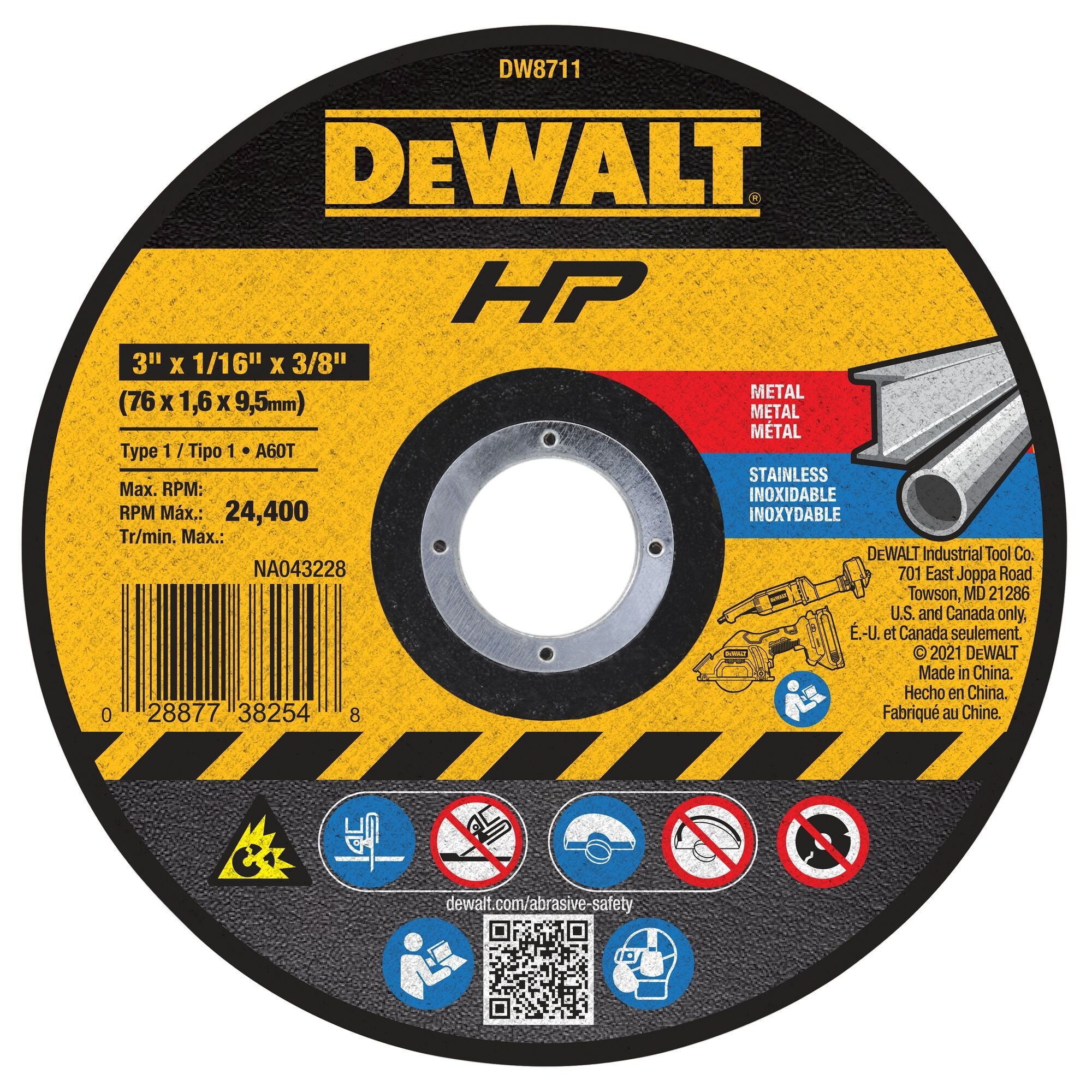 DEWALT Dewalt Accessories DW8711P3 Bonded Cutting Wheel 3 in 3 Pack