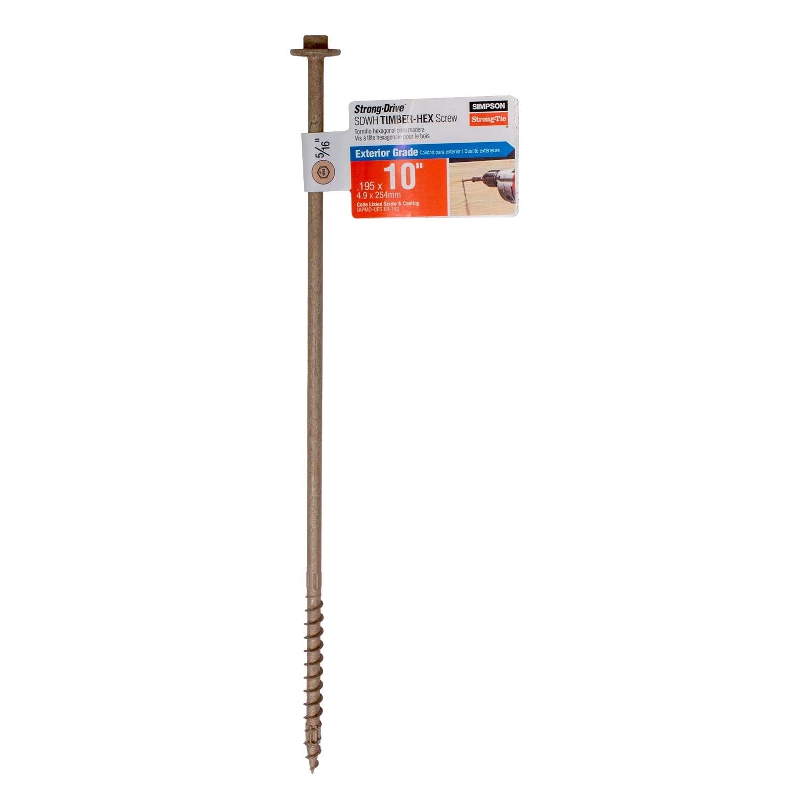 SIMPSON STRONG-TIE Simpson Strong-Tie SDWH191000DB-RP1 Strong-Drive SDWH Timber-Hex Screw 0.195 x 10 in (1 Pack) BITHEXR516-R1