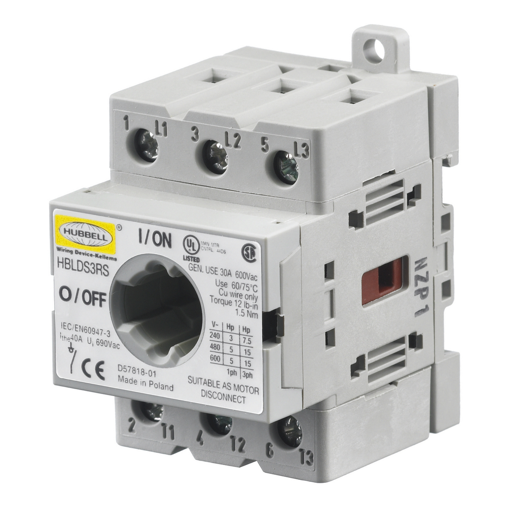 HUBBELL WIRING DEVICE-KELLEMS Hubbell Wiring Device-Kellems HBLDS3RS Replacement disconnect switch 30A (2 x 2 x 3 in) HBLDS3RS