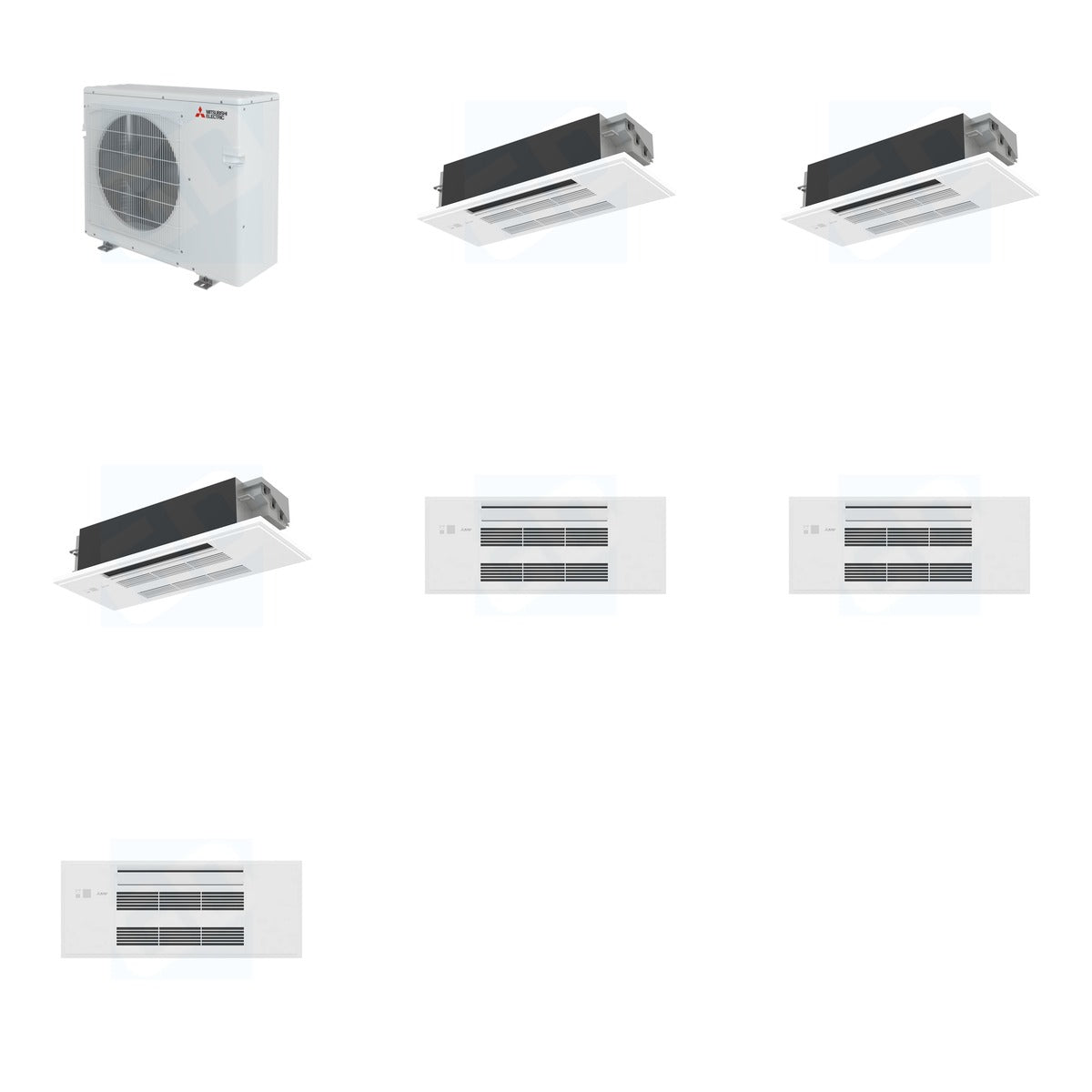 Mitsubishi Multi-Zone 28600 BTU R-454B 20 SEER2 3-Zone 1-Way Ceiling C ...