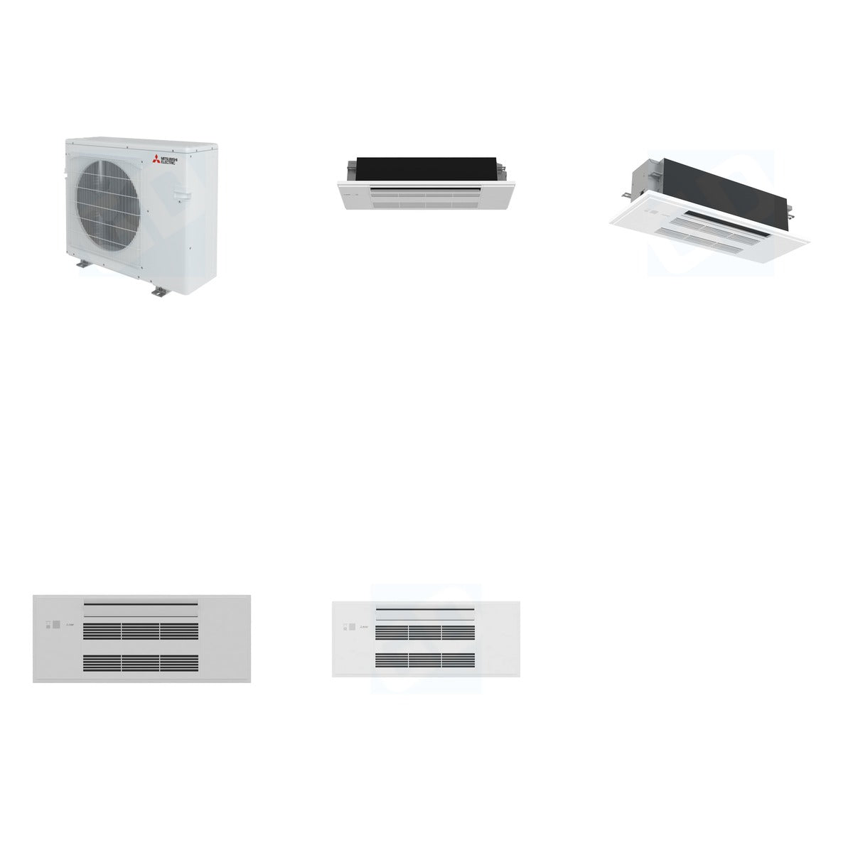 MITSUBISHI ELECTRIC Mitsubishi Multi-Zone 36400 BTU R-454B 20 SEER2 2-Zone 1-Way Ceiling Cassette Mini Split Heat Pump System - 6K+18K