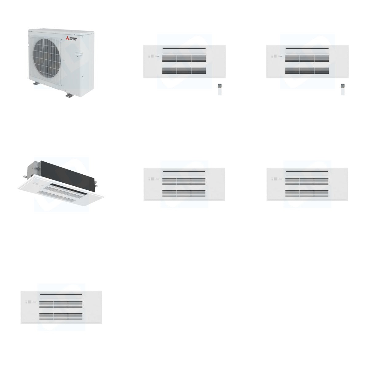 Mitsubishi Multi-Zone 36400 BTU R-454B 20 SEER2 3-Zone 1-Way Ceiling C ...