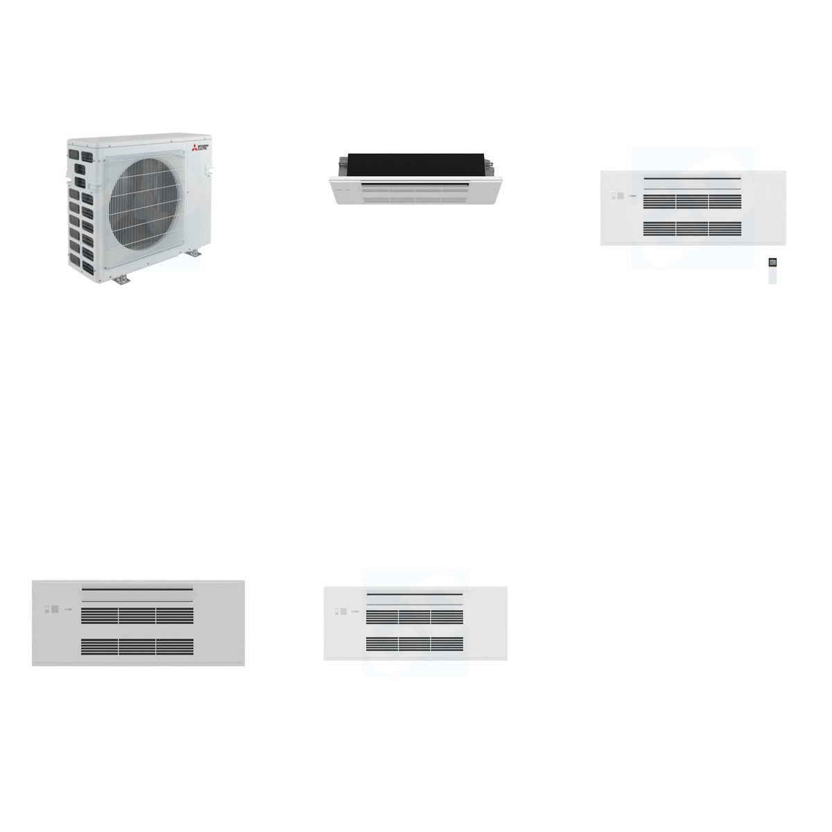 MITSUBISHI ELECTRIC Mitsubishi Multi-Zone 40500 BTU R-454B 20 SEER2 2-Zone 1-Way Ceiling Cassette Mini Split Heat Pump System - 6K+9K