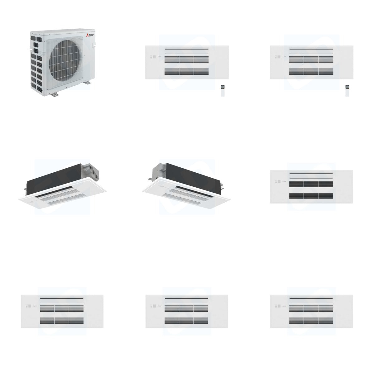 Mitsubishi Multi-Zone 40500 BTU R-454B 20 SEER2 4-Zone 1-Way Ceiling C ...