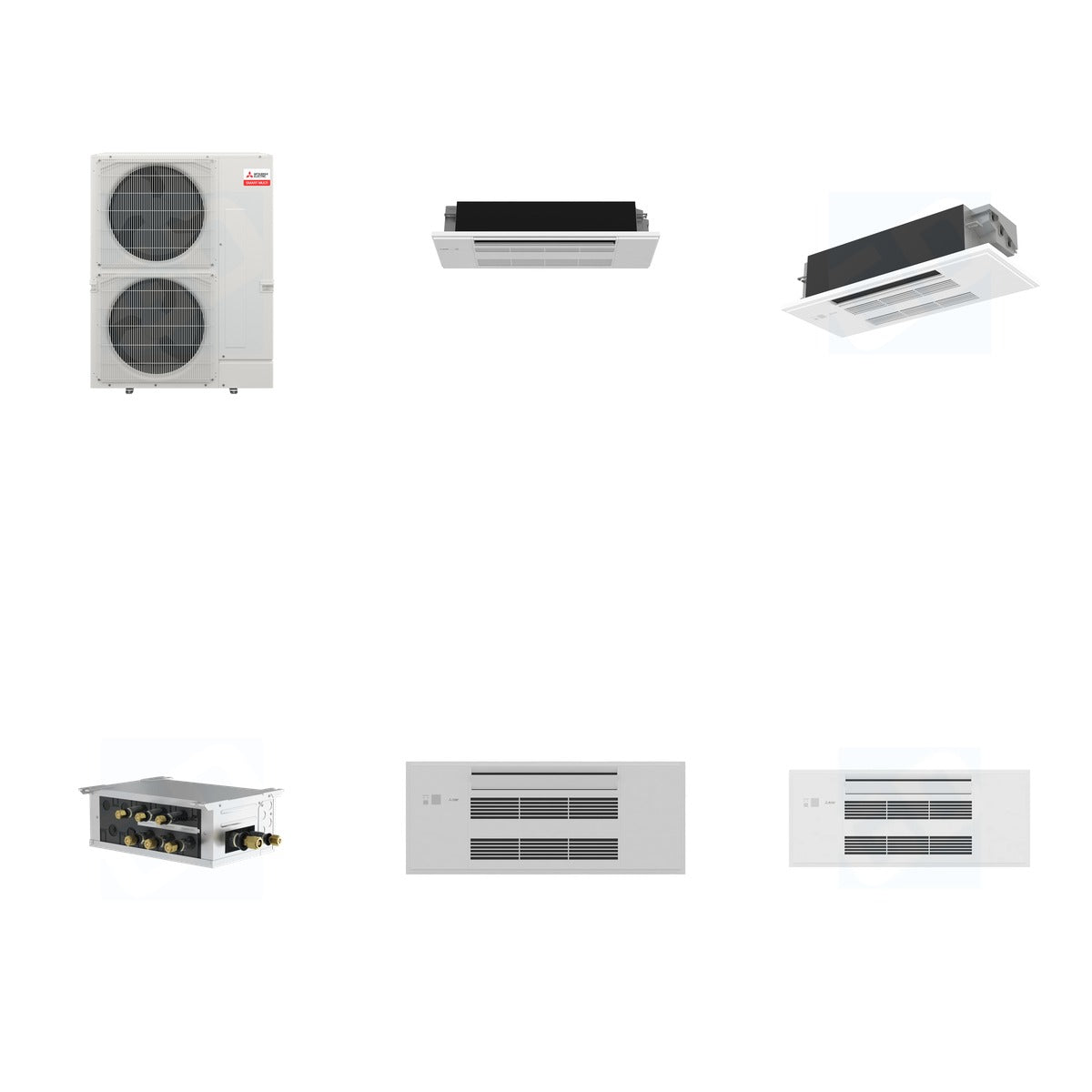 MITSUBISHI ELECTRIC Mitsubishi Multi-Zone 36000 BTU R-454B 20 SEER2 2-Zone 1-Way Ceiling Cassette Mini Split Heat Pump System - 6K+12K