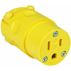 Leviton 515CV 15 Amp 125 Volt 2-Pole 3-Wire NEMA 5-15R Yellow PVC Grounding Straight Blade Connector