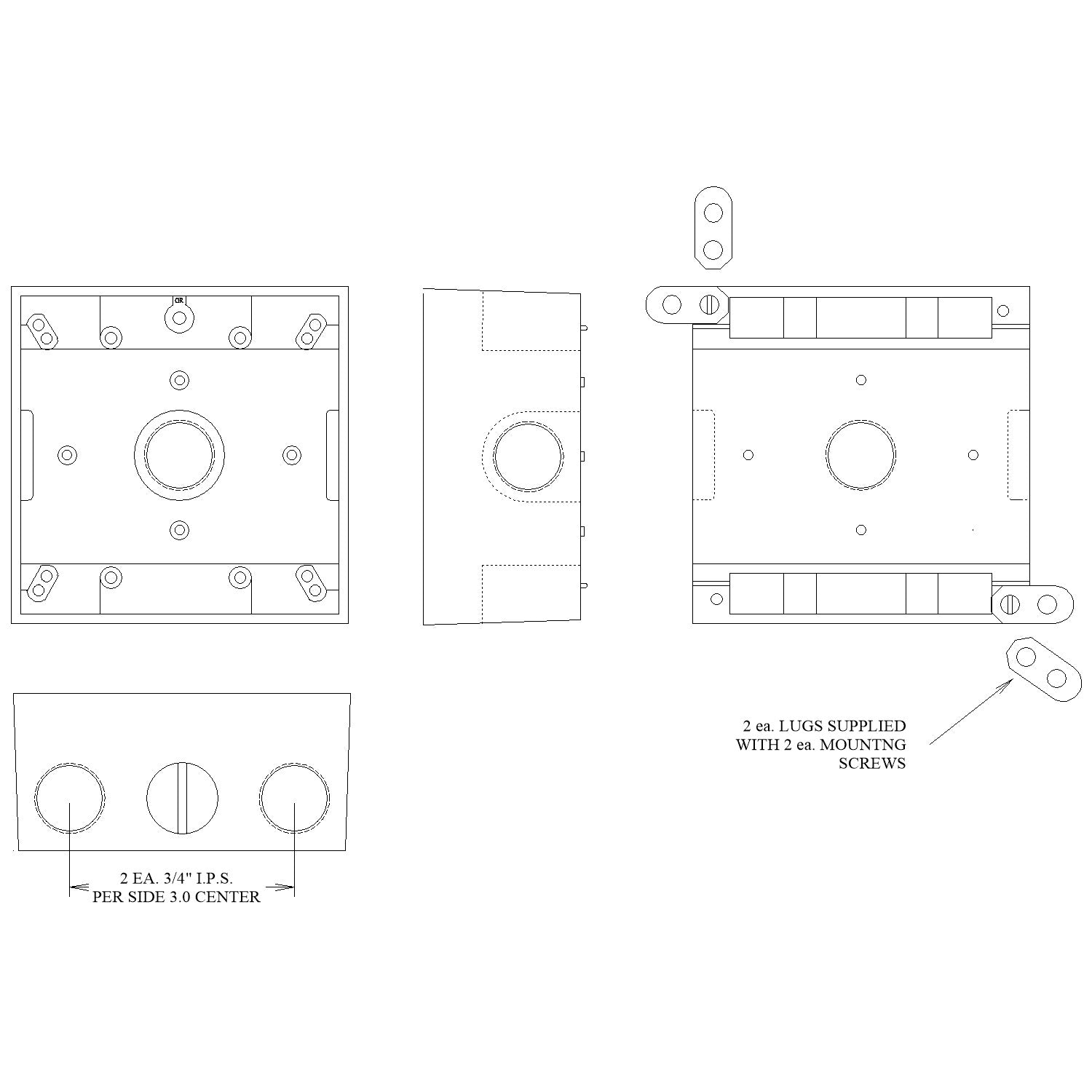 MULBERRY METAL PRODUCTS Mulberry 30266 Weatherproof Box (2 Gang, 7 Outlets, 3/4 in Hub)