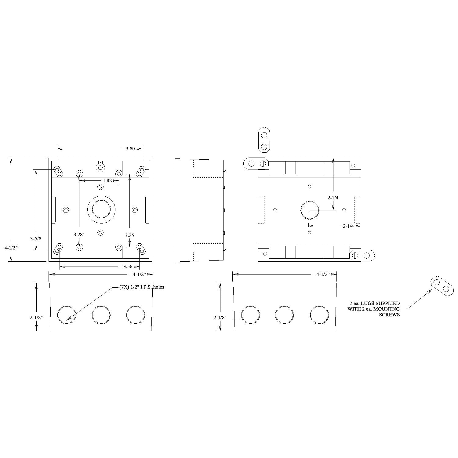 MULBERRY METAL PRODUCTS Mulberry 30269 2-Gang Weatherproof Box (7 x 1/2 in Hubs) (fka R-DOT 2IH7-1)