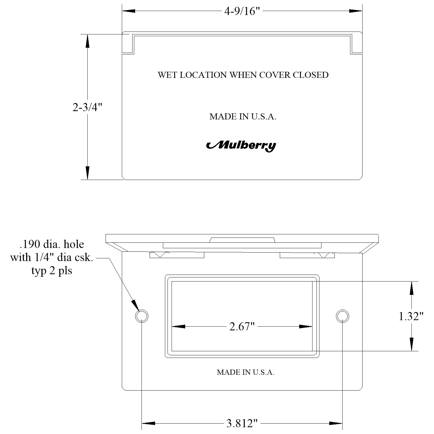 MULBERRY METAL PRODUCTS Mulberry Metal Products 30451 Self-Closing Weatherproof GFCI Receptacle Cover 1-Gang Horizontal