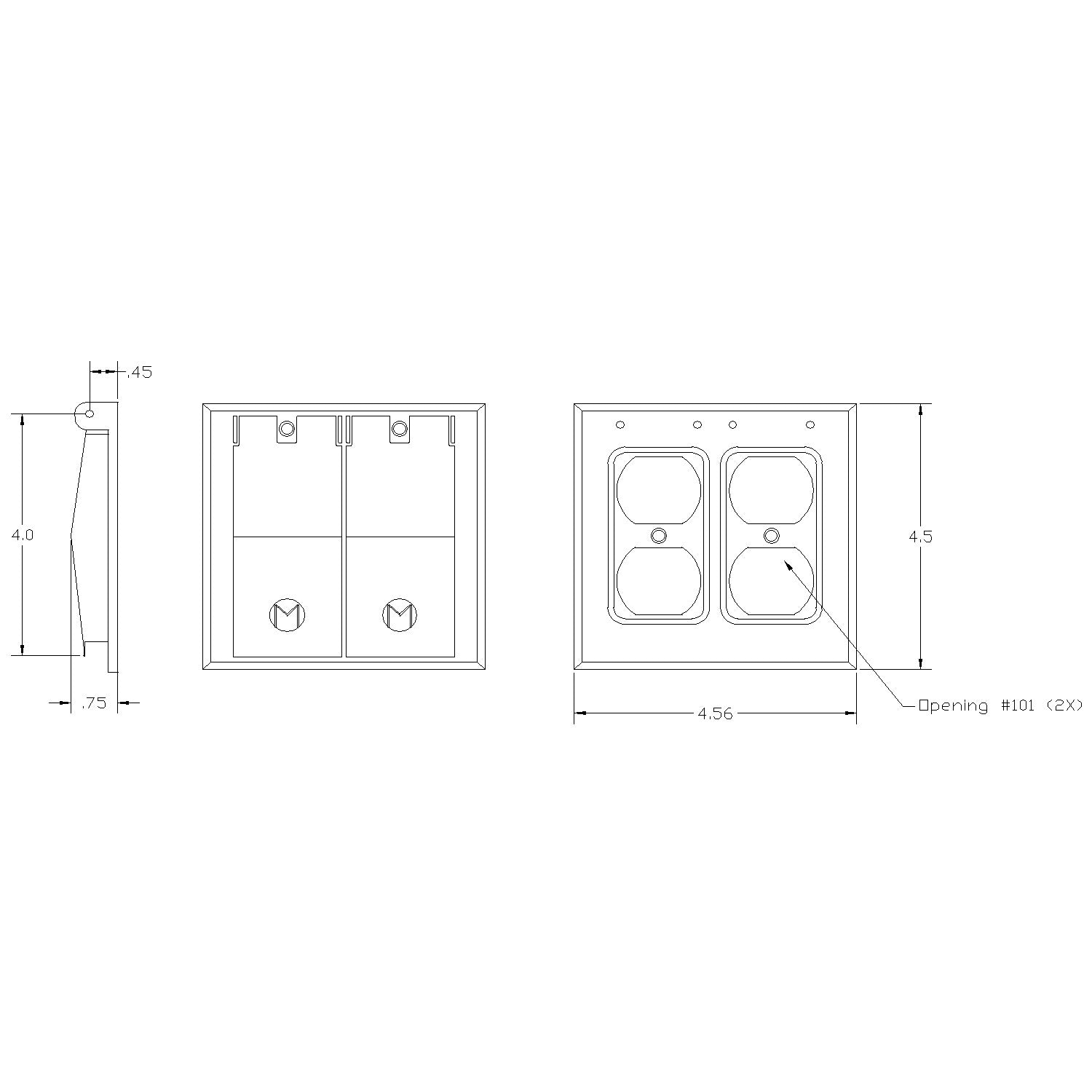 MULBERRY METAL PRODUCTS Mulberry Metal Products 30458W 2-Gang Self-Closing Cover (2 Duplex Openings) 30458