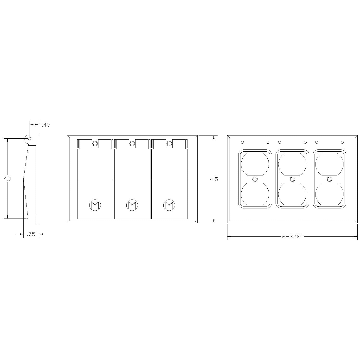 MULBERRY METAL PRODUCTS Mulberry Metal Products 30464 Weatherproof Cover 3-Gang (3 Duplex Openings)