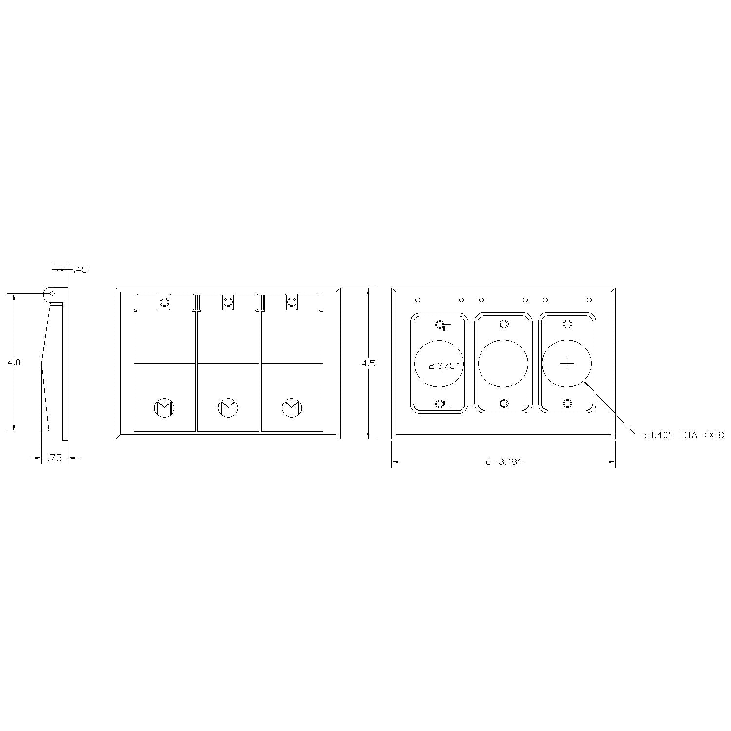 MULBERRY METAL PRODUCTS Mulberry Metal Products 30465 Weatherproof Cover Self-Closing 3-Gang