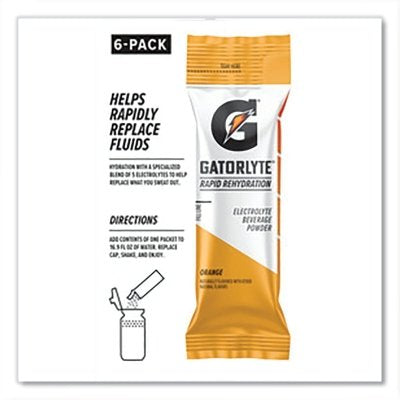 Gatorade 5282 Gatorlyte Rapid Rehydration Powder Stick Orange 16.9 oz 6 Sticks/PK 8PK/CA