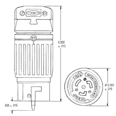 Hubbell Wiring Device-Kellems CS6364C Heavy Duty Cord Mount Locking Connector 125/250 VAC 50 A 3 Poles 4 Wires