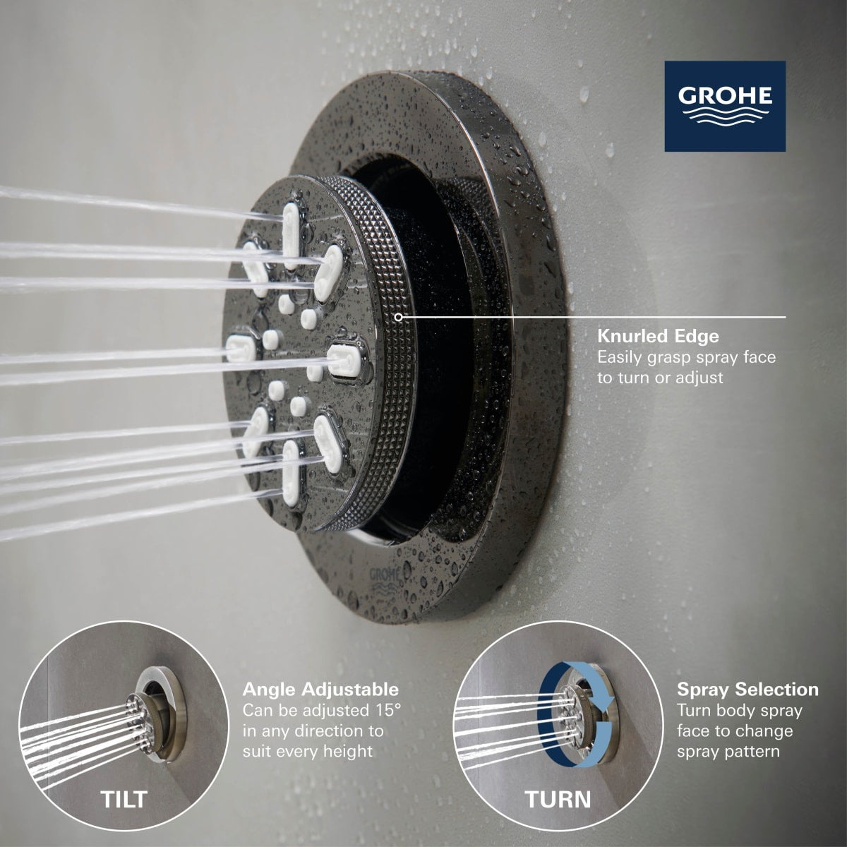 GROHE GROHE 26744000 Body Spray 2 Sprays 0.9 GPM GROHE Chrome