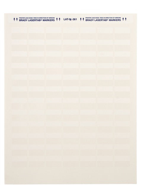 BRADY Brady LAT-16-361-5 LaserTab Self-Laminating Polyester Label 0.75 in H x 1 in W (60 Sheets/5040 Labels) 96090025