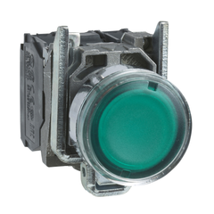 Schneider Electric XB4BW3365 22 mm 250 VAC/VDC 14 mA 1NO 1NC Green Round Momentary Flush Illuminated Push Button