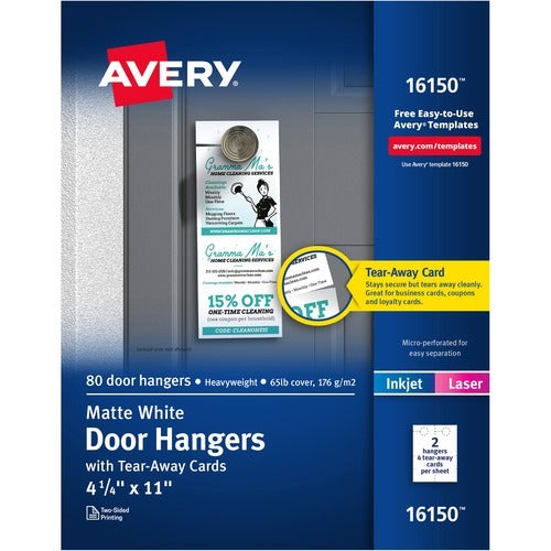 AVERY Avery AVE16150 Door Hangers Tear-away Cards 80 Pack