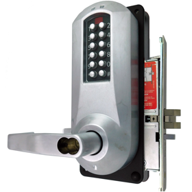 DORMAKABA Dormakaba E5066MWL-626-41 E-Plex 5000 Mortise Lock, Winston Lever, 100 Access Codes, 3,000 Audit Events, Medeco/Yale/ASSA/Ablo
