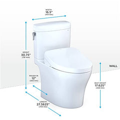 TOTO MW4363046CEMFGN#01 WASHLET+ Aquia IV Cube Two-Piece Elongated Dual Flush 1.28 and 0.9 GPF Toilet with S500e Bidet Seat Cotton White