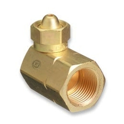 Western Enterprises 321 Brass Cylinder Adaptor, CGA-200 MC Acetylene To CGA-510 POL Acetylene 90 Degrees