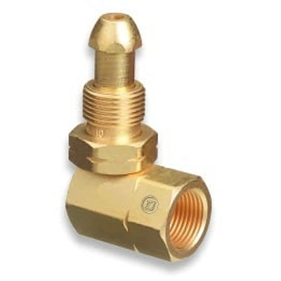 Western Enterprises 820 Brass Cylinder Adaptor CGA-510 POL Acetylene to CGA-510 POL Acetylene 90-Degree