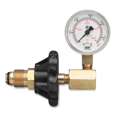 Western Enterprises G-584H Cylinder Pressure Testing Gauge Nitrogen Argon Helium Brass with Hand Tight Plastic Nut CGA-580