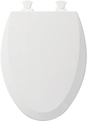 Bemis 1500EC 000 Toilet Seat with Easy Clean & Change Hinges, Elongated, Durable Enameled Wood, White