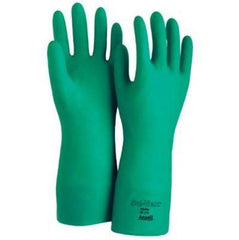 Ansell 37-175-9 Solvex 13 15mil Green Flocked Lined Nitrile Rubber Sandpatch Straight Cuff Size 9